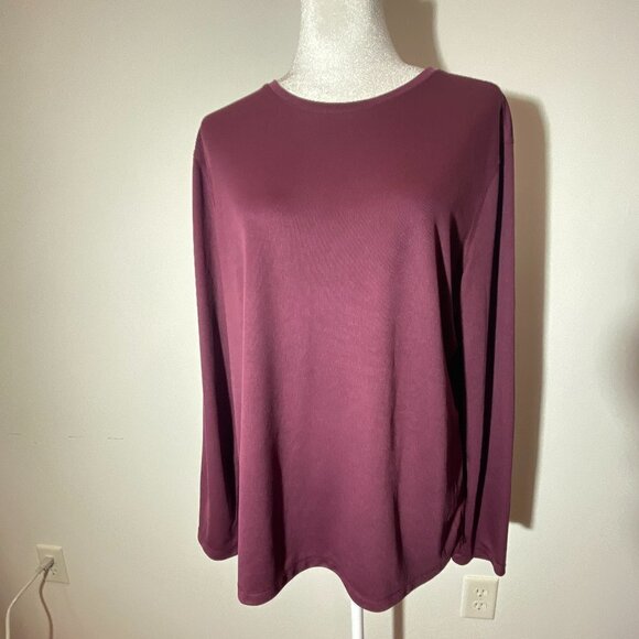 Women's Athletic Works Burgundy Long Sleeve Shirt Size XL - Picture 1 of 7